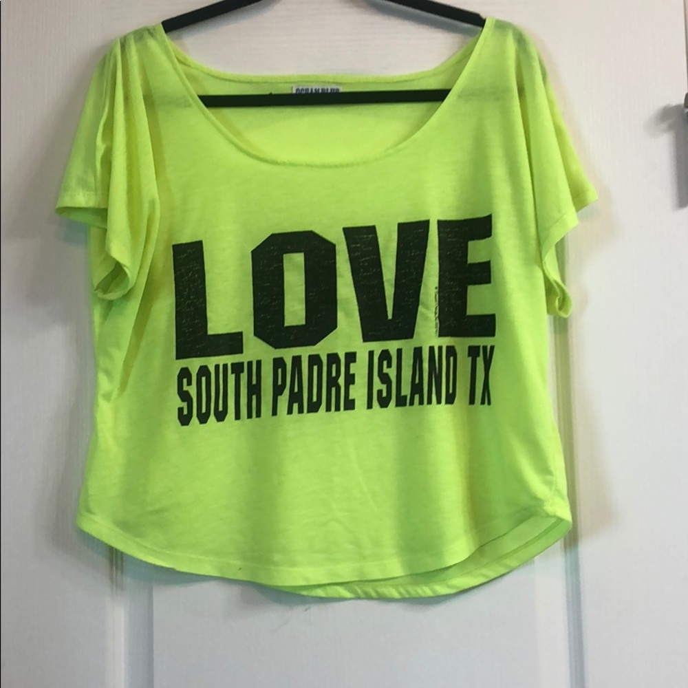 LOVE South Padre Island Texas Neon Yellow Top